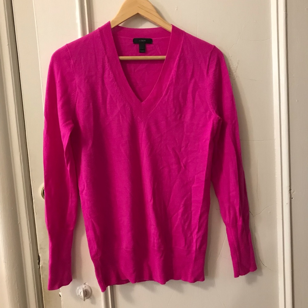 J. Crew pink merino v-neck sweater